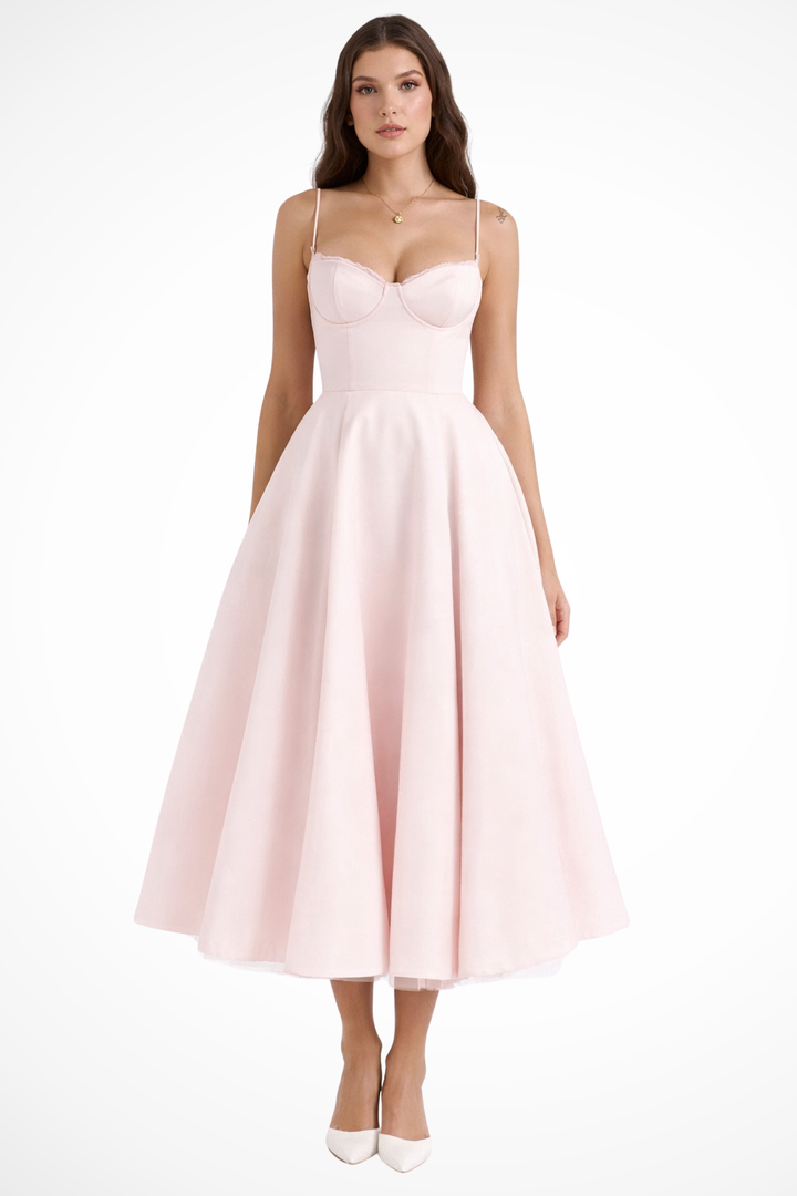 Corset Midi Dress Pink – Sorvienne