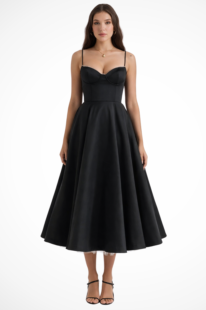 Corset Midi Dress Black – Sorvienne