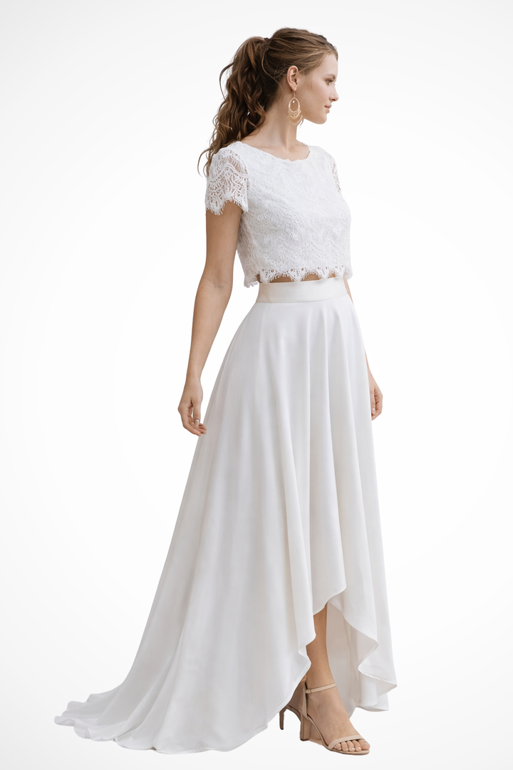 Sorvienne Women's Lace Top Maxi Skirt Bridal Set
