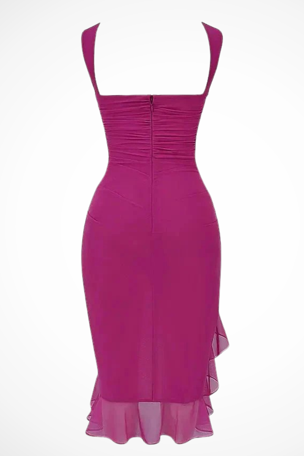 Sorvienne Women's Mesh Ruched Midi Dress
