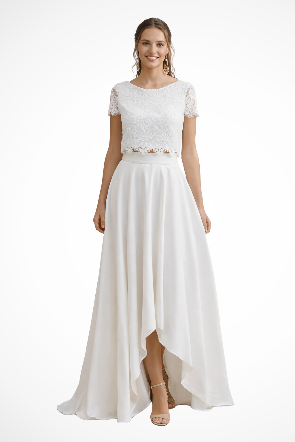 Sorvienne Women's Lace Top Maxi Skirt Bridal Set
