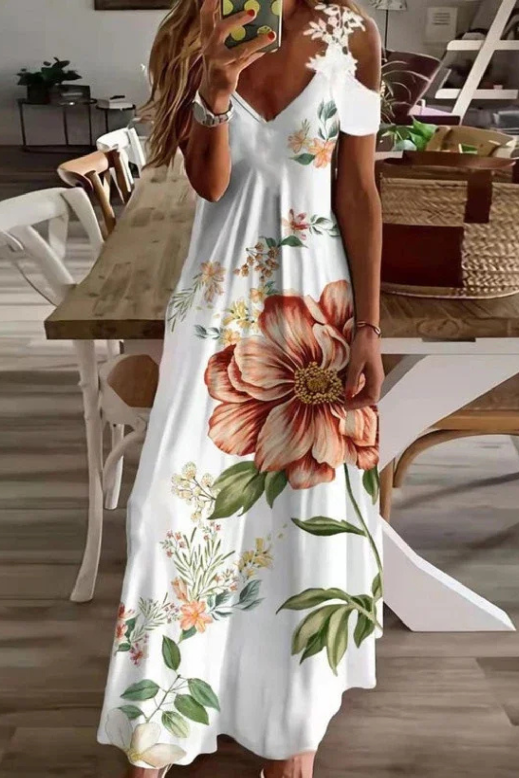 Sorvienne | Women’s Flowing Floral Sleeveless Maxi Dress