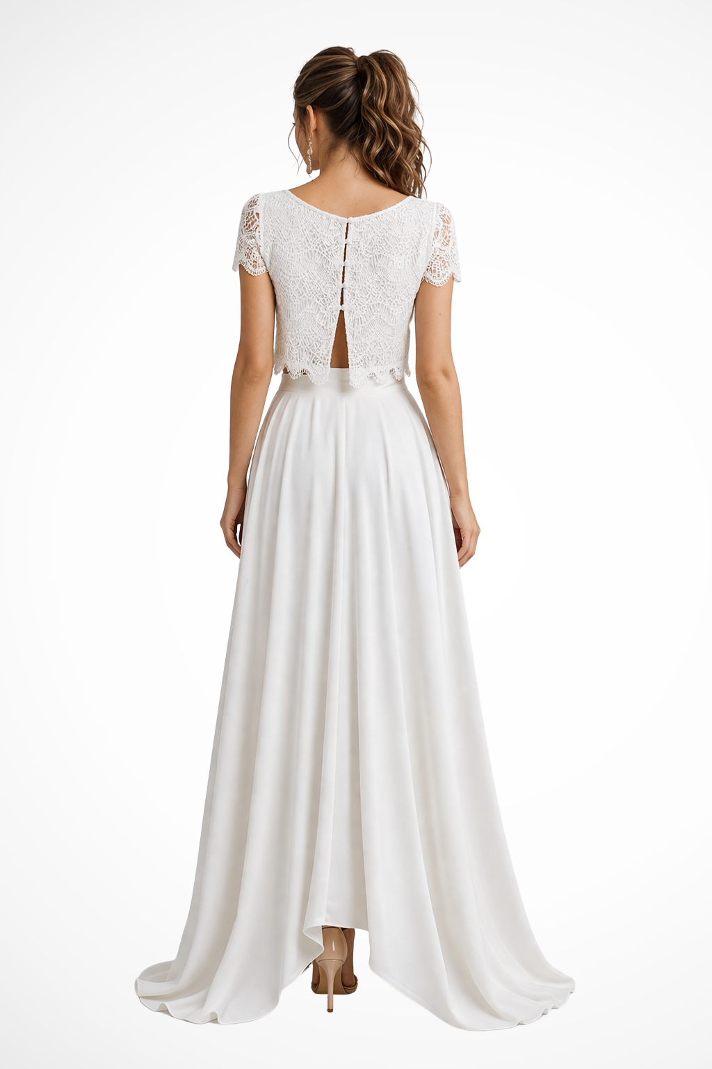Sorvienne Women's Lace Top Maxi Skirt Bridal Set