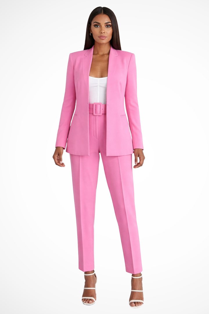 Tailored Blazer Wide Leg Trouser Suit Pink – Sorvienne