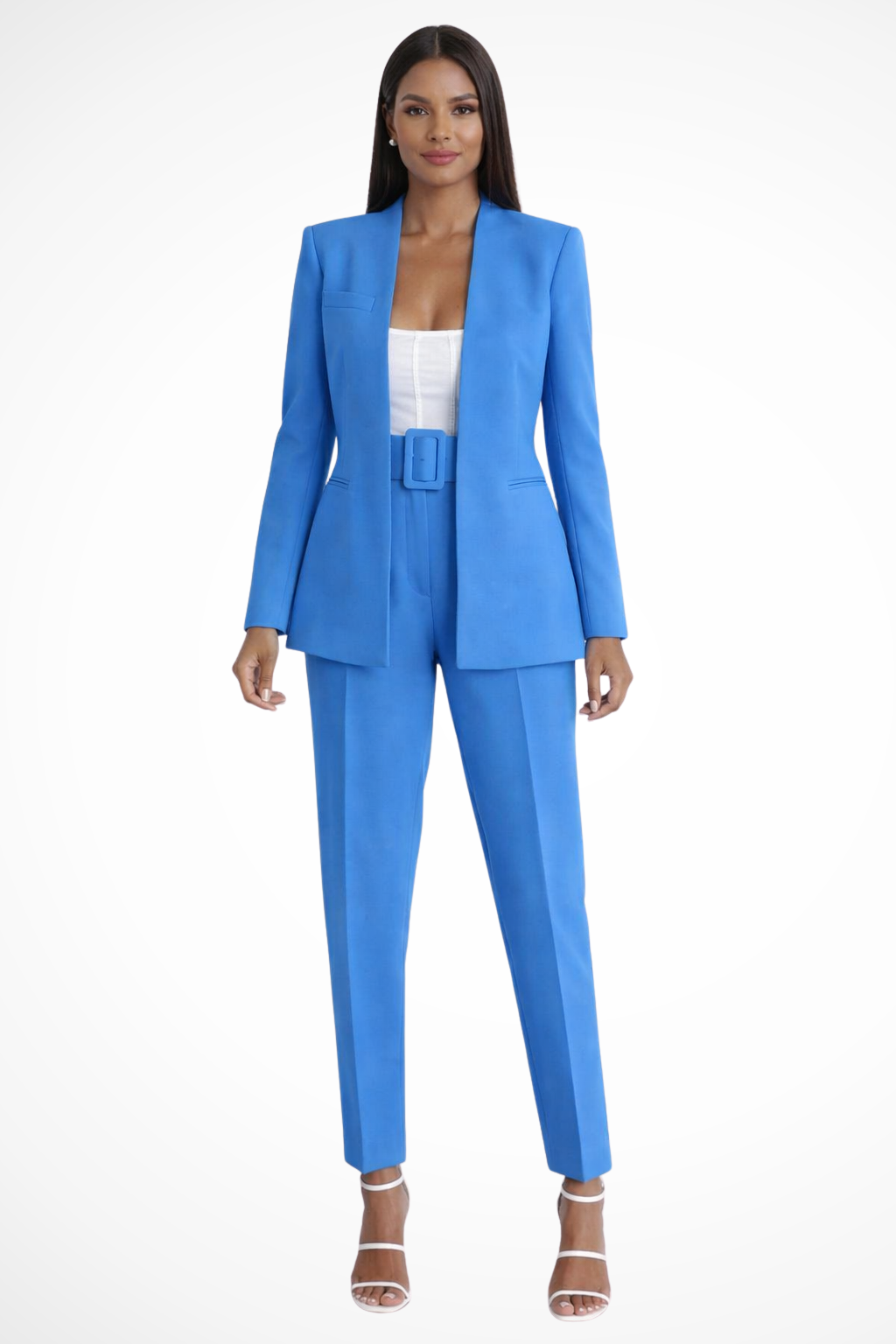 Tailored Blazer Wide Leg Trouser Suit Blue – Sorvienne