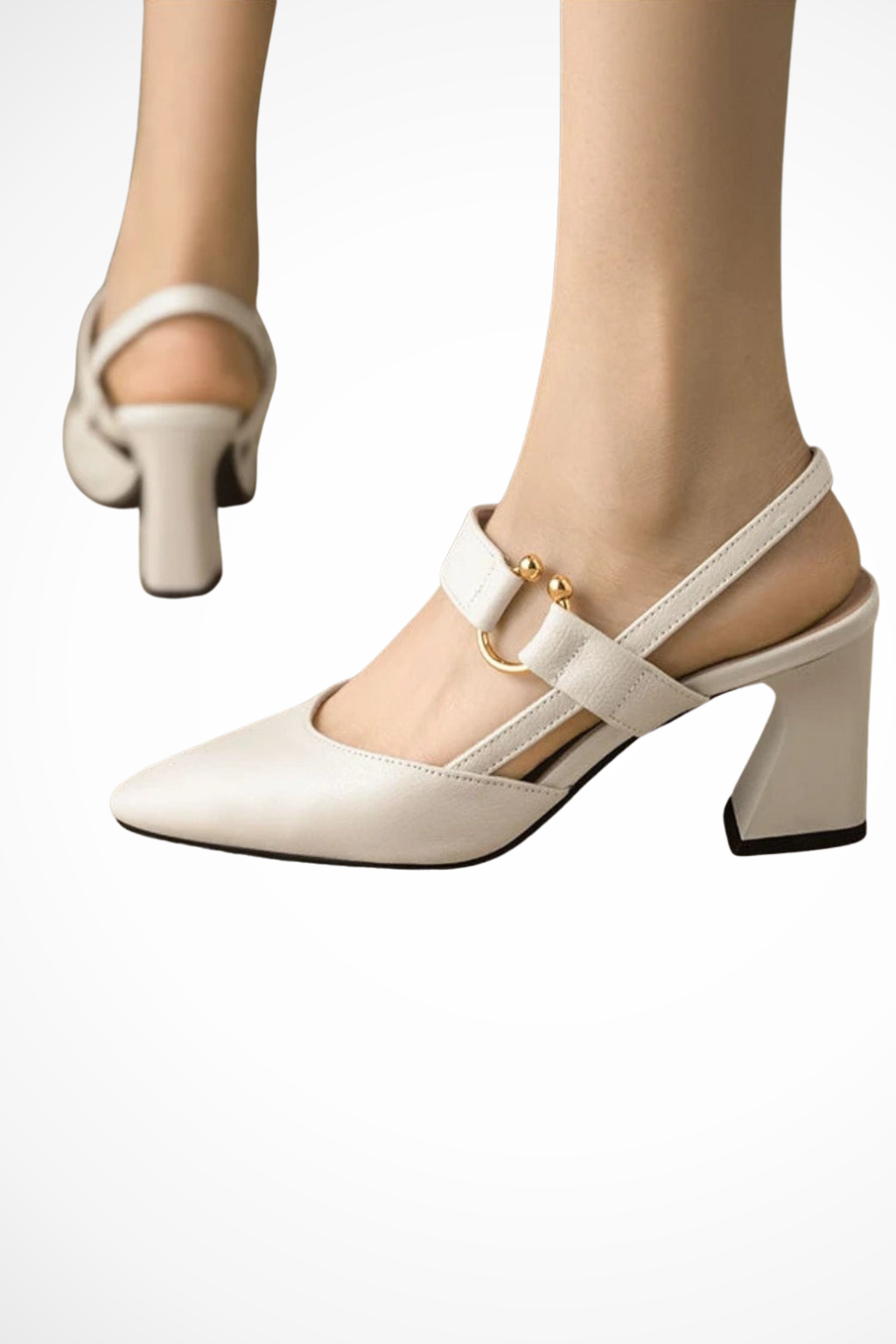Sorvienne Women's Slingback Block Heel Mary Janes