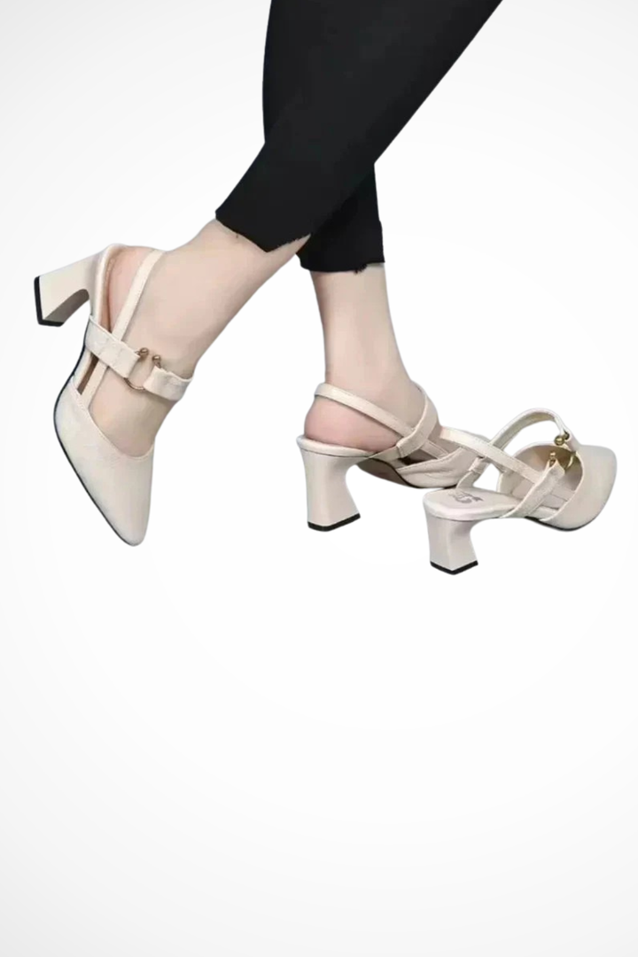 Sorvienne Women's Slingback Block Heel Mary Janes
