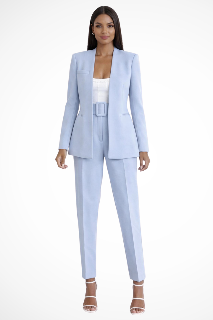 Tailored Blazer Wide Leg Trouser Suit Light Blue – Sorvienne