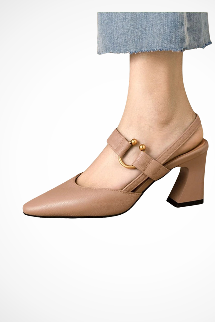 Sorvienne Women's Slingback Block Heel Mary Janes