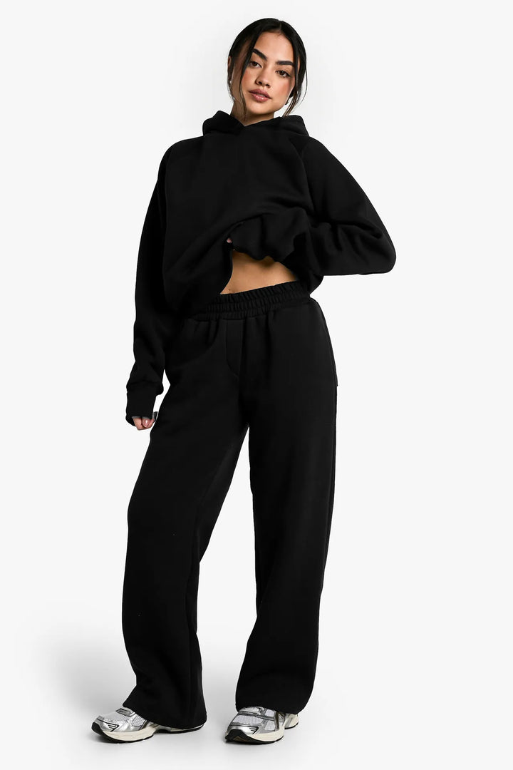 Sorvienne Relaxed Hoodie and Joggers Set in Black
