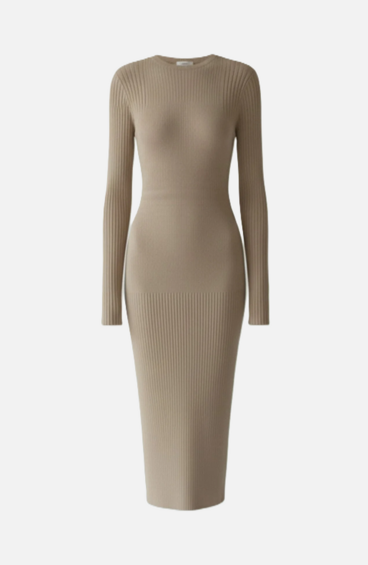 Bodycon Sweater Midi Dress Ribbed Knit Long Sleeve Crew Neck - Siopie