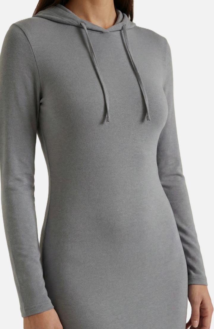 Hooded Bodycon Maxi Dress Long Sleeve Casual Streetwear - Siopie