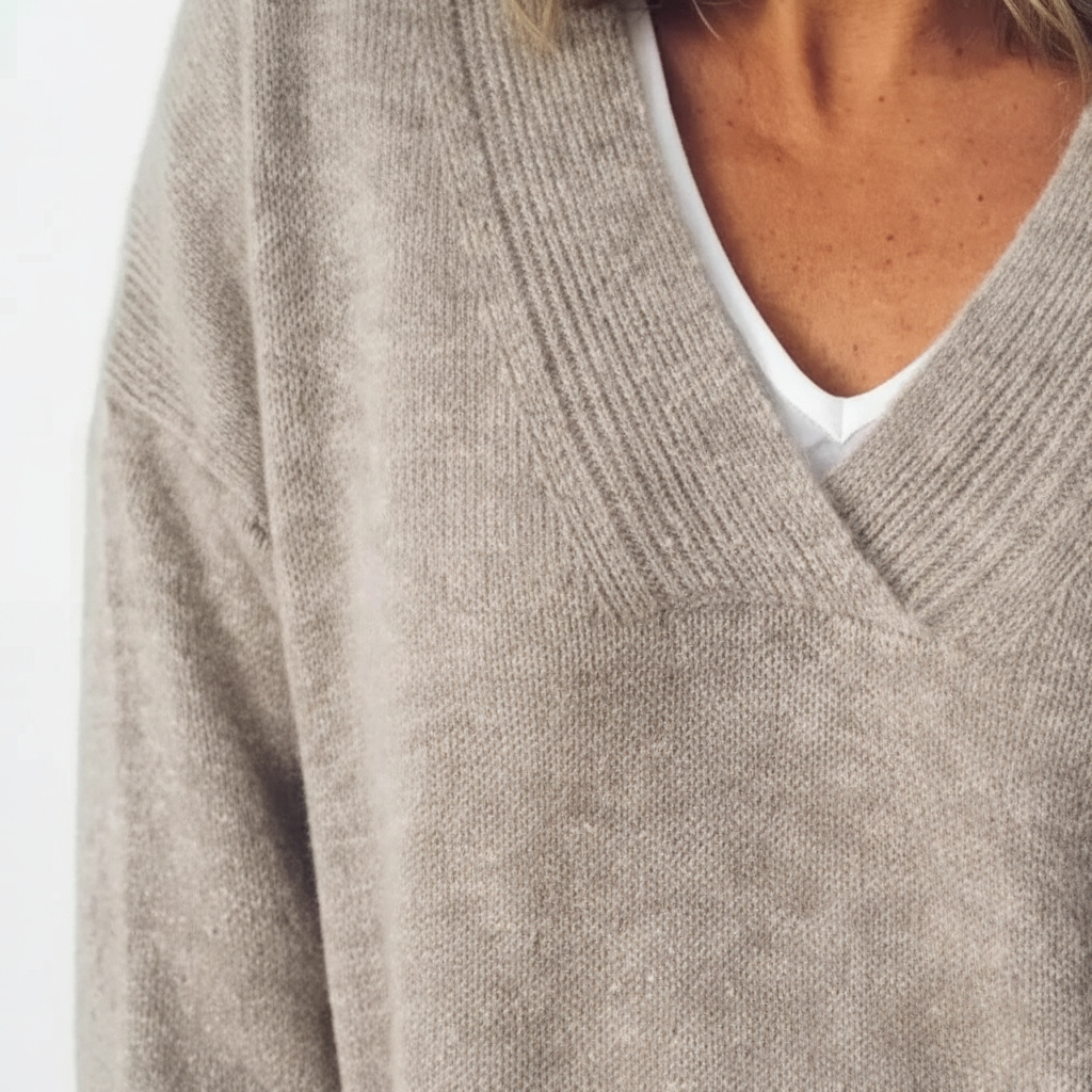 Sorvienne Oversized Soft Knit V Neck Jumper