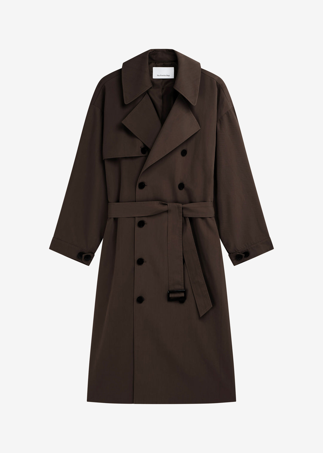 Sorvienne Water Repellent Oversized Trench Coat in Brown