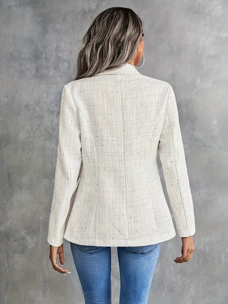 Sorvienne Tailored Double Breasted Tweed Blazer