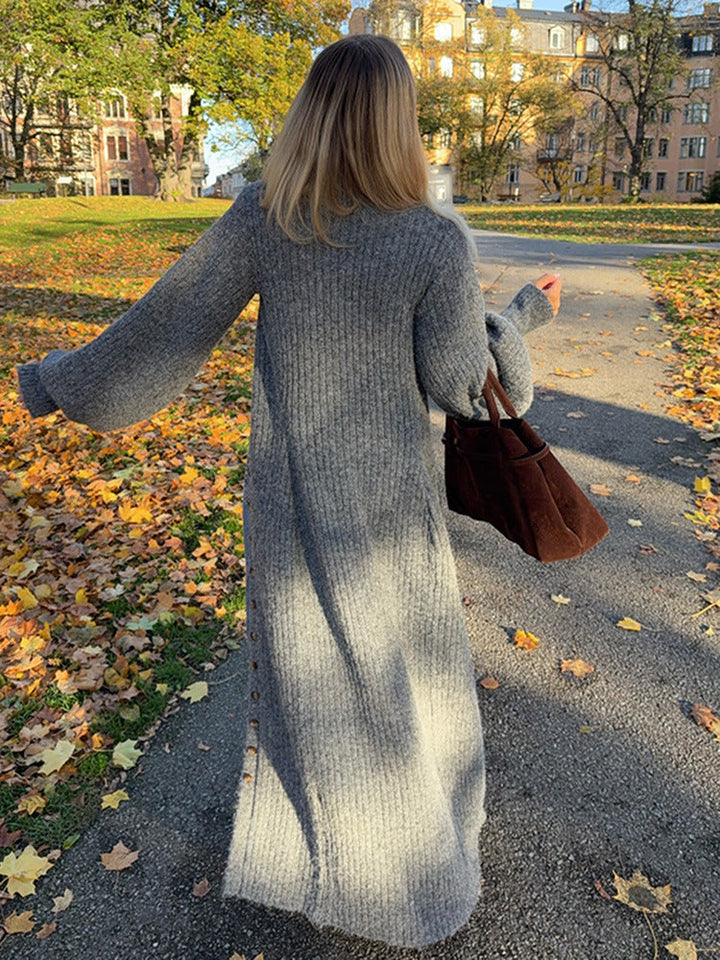 Sorvienne Slim Button Front Knitted Maxi Dress