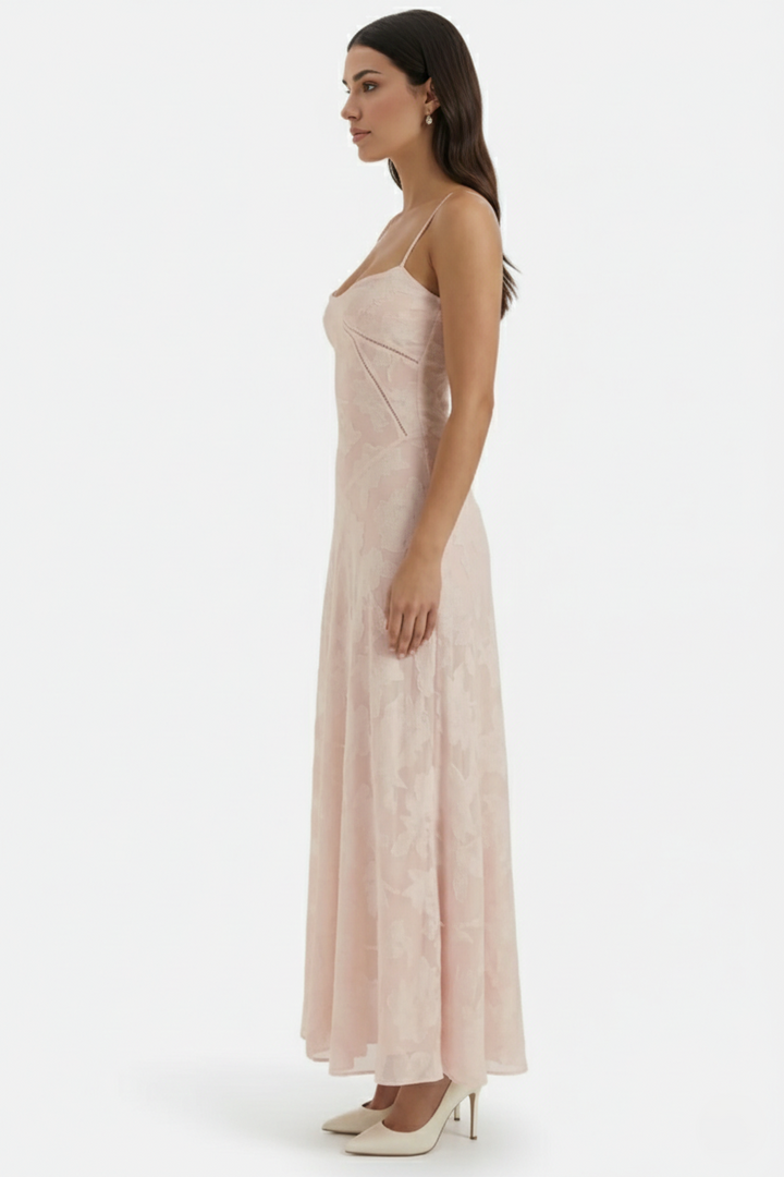 Floral Slip Maxi Dress with Lace-Up Back - Siopie