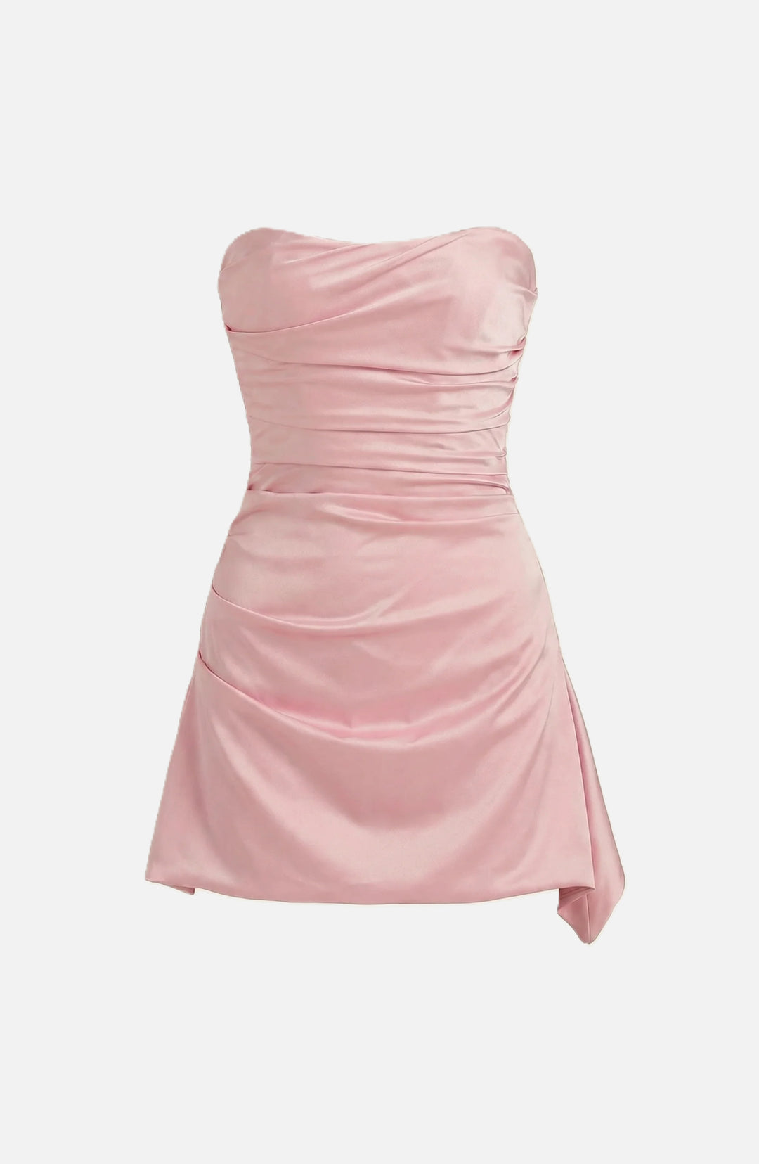 Party Dress Strapless Ruched Draped Mini with Asymmetric Hem - Siopie