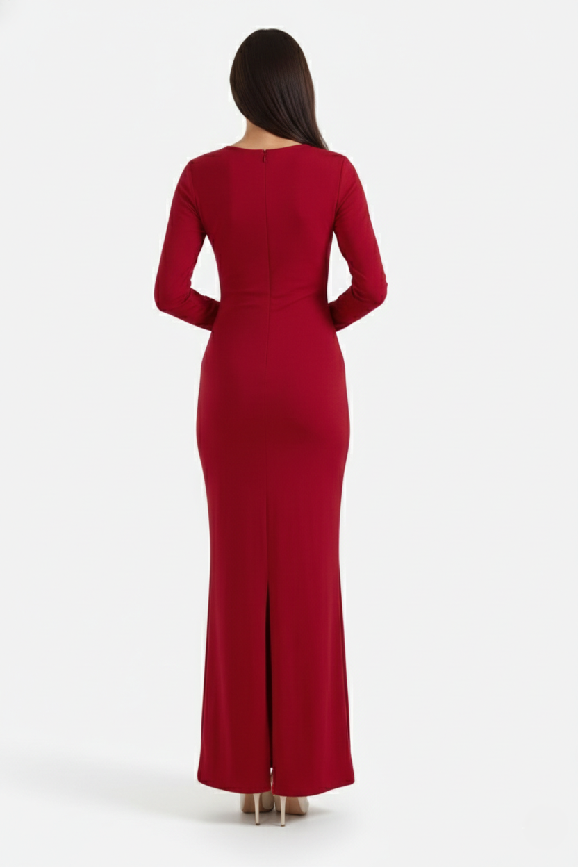 Bodycon Maxi Dress Asymmetric Cutout Long Sleeve - Siopie