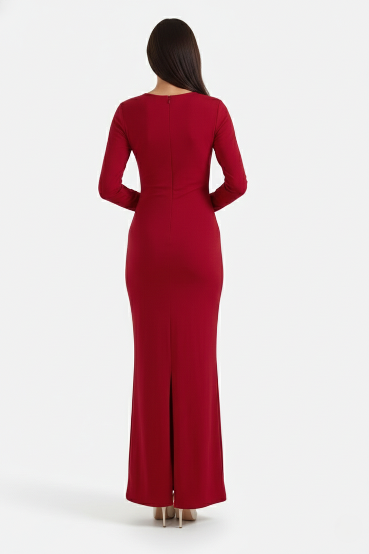 Bodycon Maxi Dress Asymmetric Cutout Long Sleeve - Siopie
