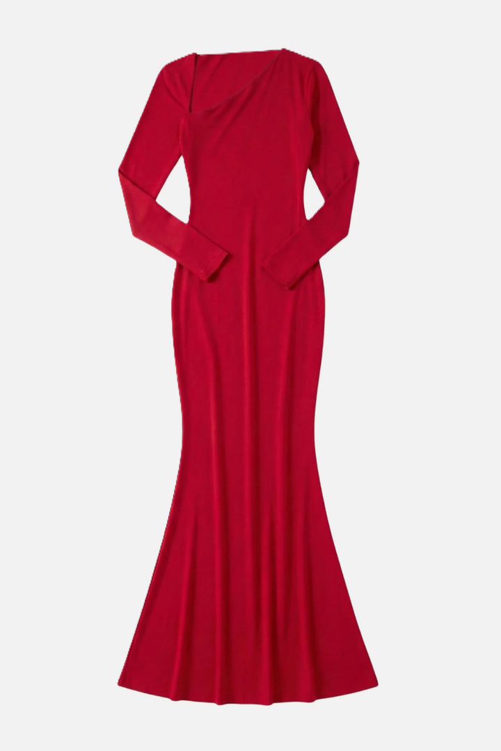 Bodycon Maxi Dress Asymmetric Cutout Long Sleeve - Siopie