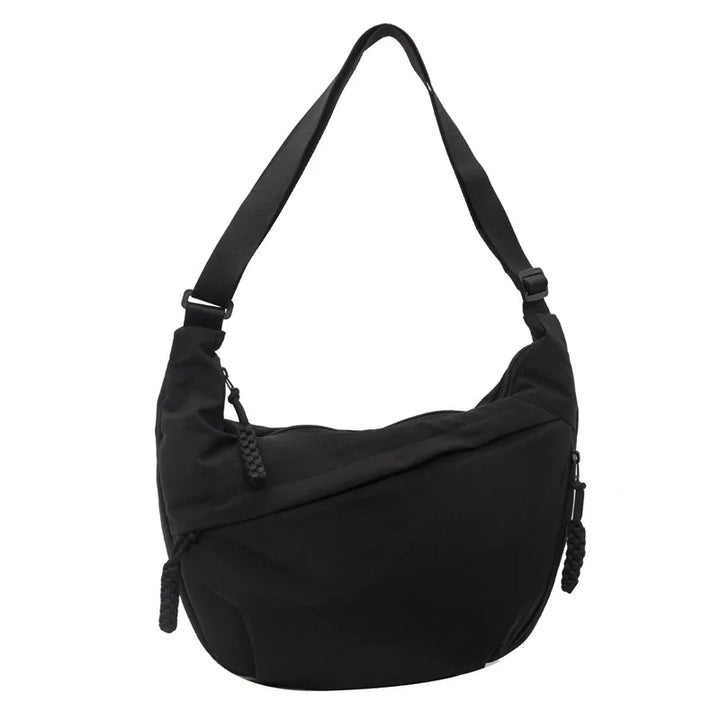 Sorvienne Oversized Slouchy Crescent Crossbody Bag in Black