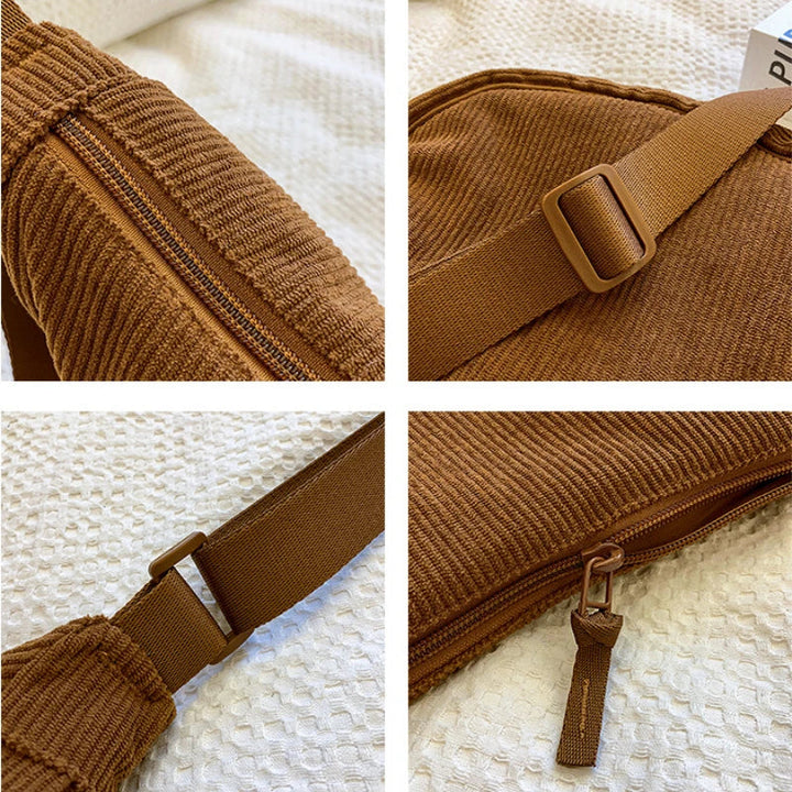 Sorvienne Small Crescent Cord Crossbody Bag in Brown