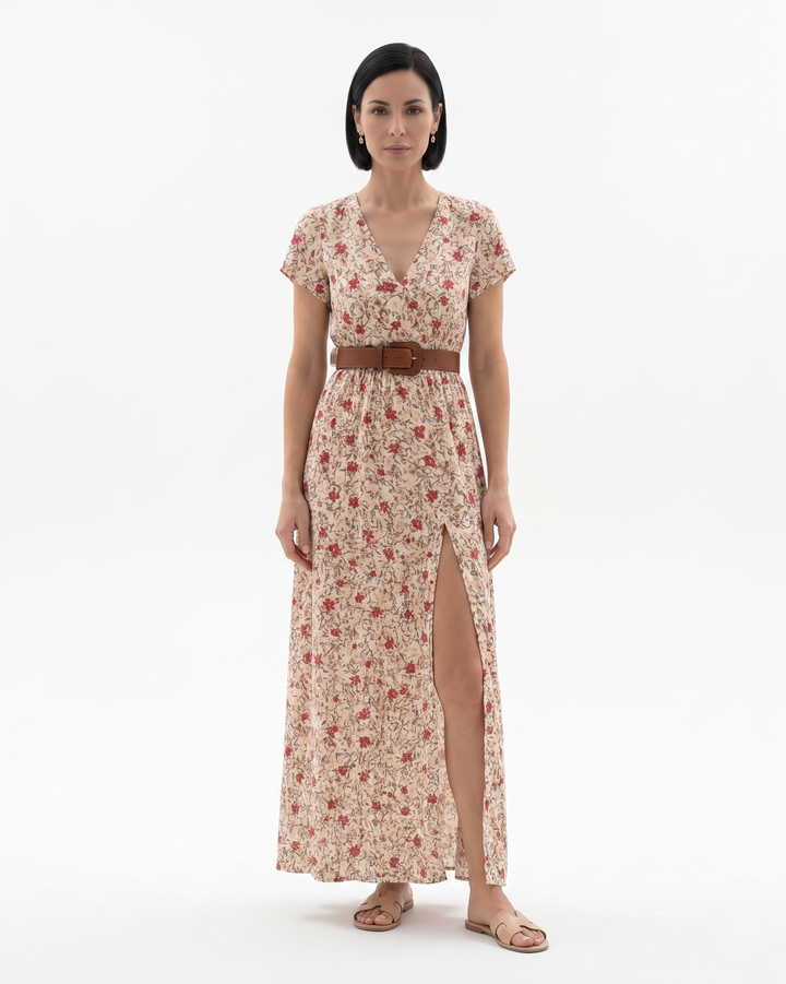 Sorvienne | Women’s Bohemian Floral Split Hem Maxi Dress