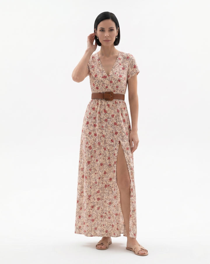 Sorvienne | Women’s Bohemian Floral Split Hem Maxi Dress
