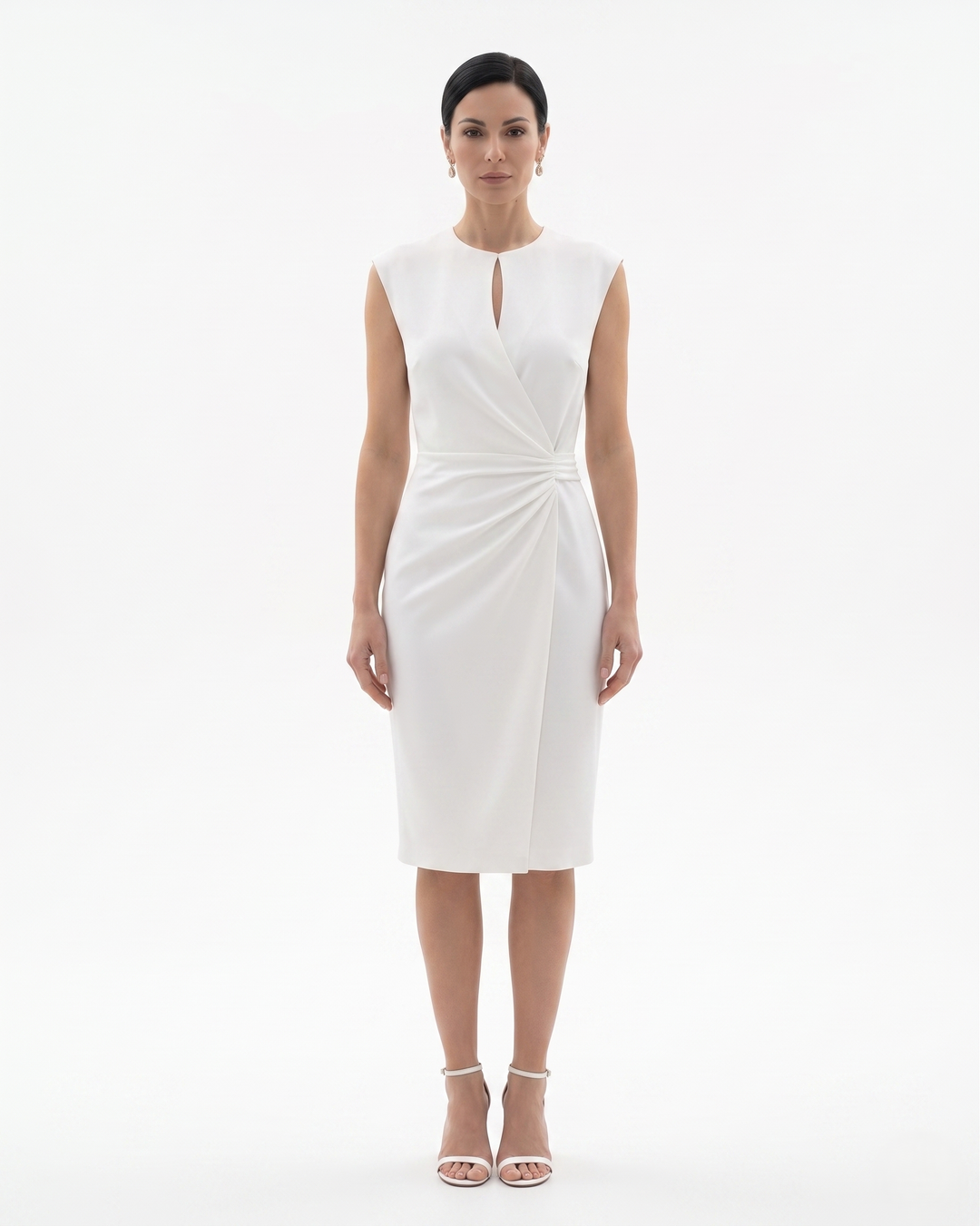 Sorvienne | Women’s Crepe Draped Waist Dress