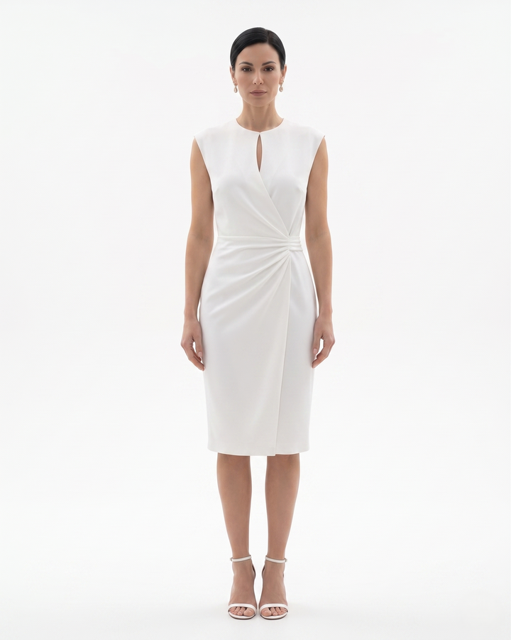 Sorvienne | Women’s Crepe Draped Waist Dress
