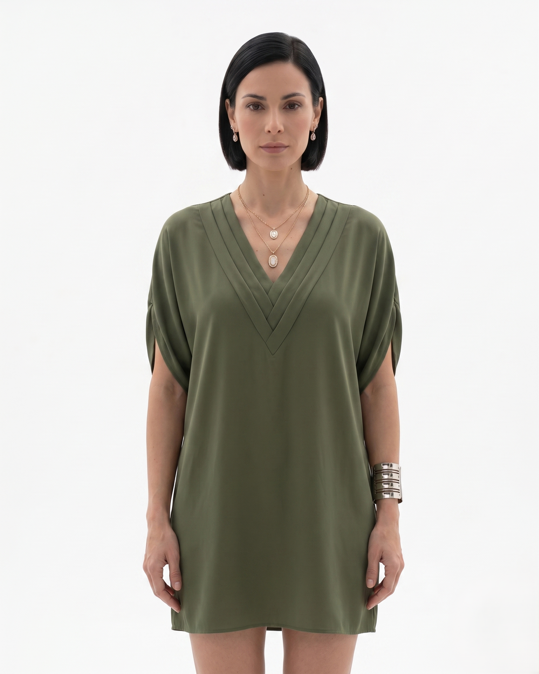 Sorvienne | Women’s Draped V-Neck Shift Dress