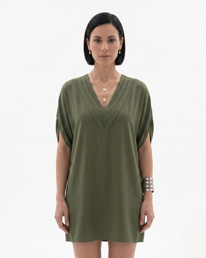 Sorvienne | Women’s Draped V-Neck Shift Dress