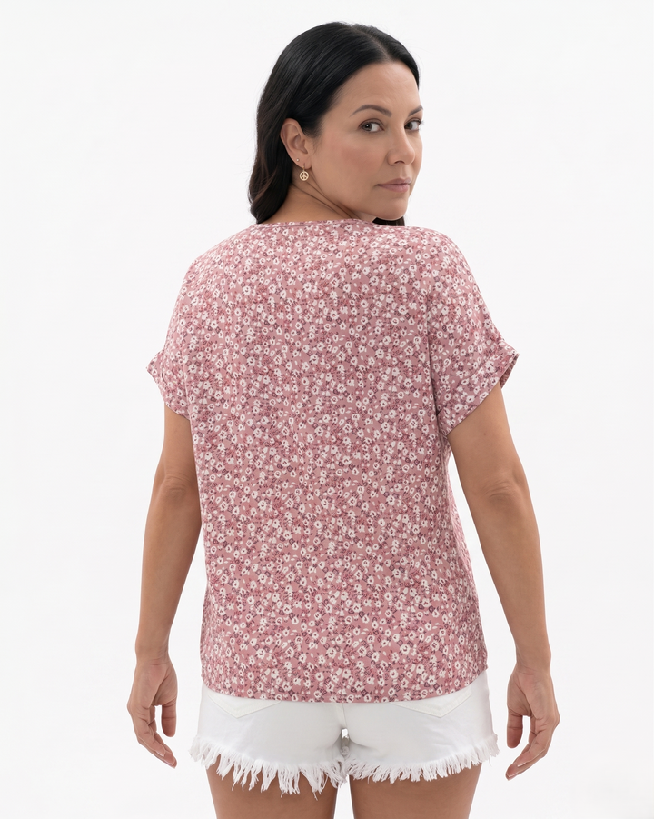 Sorvienne | Women’s Floral Notch Neck Blouse