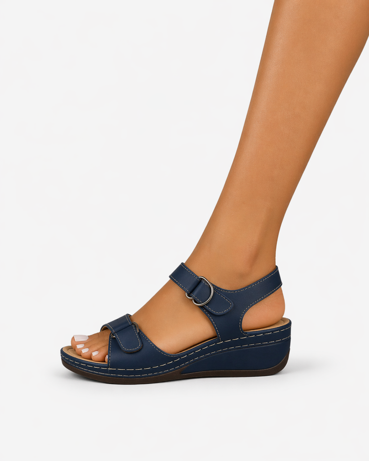 Sorvienne | Women’s Leather Comfort Wedge Sandals