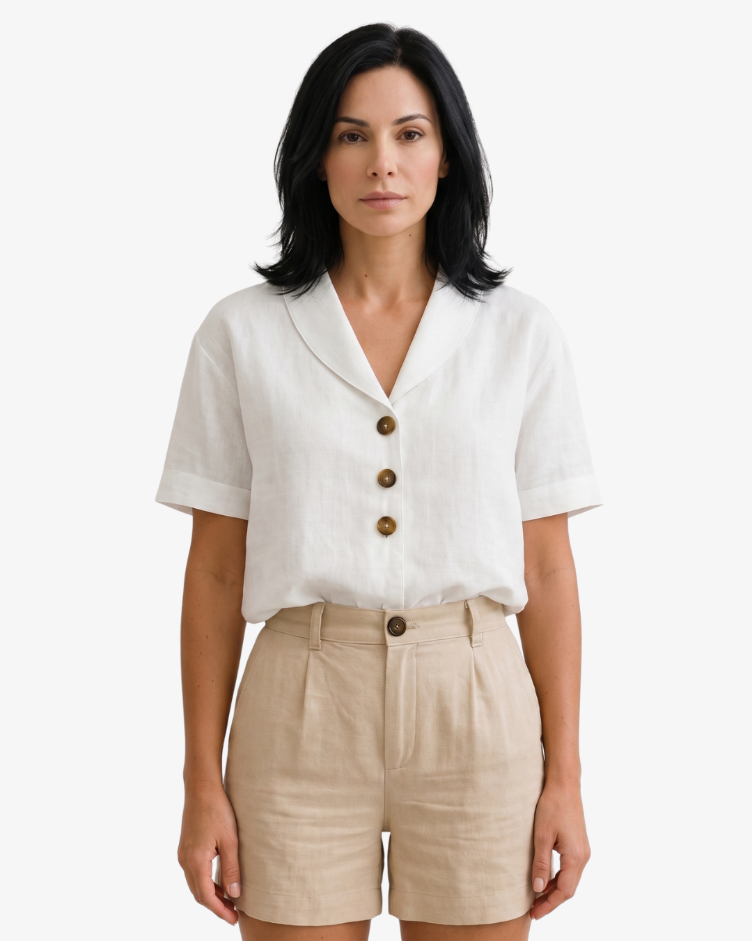 Sorvienne | Women’s Linen Blend Button Blouse