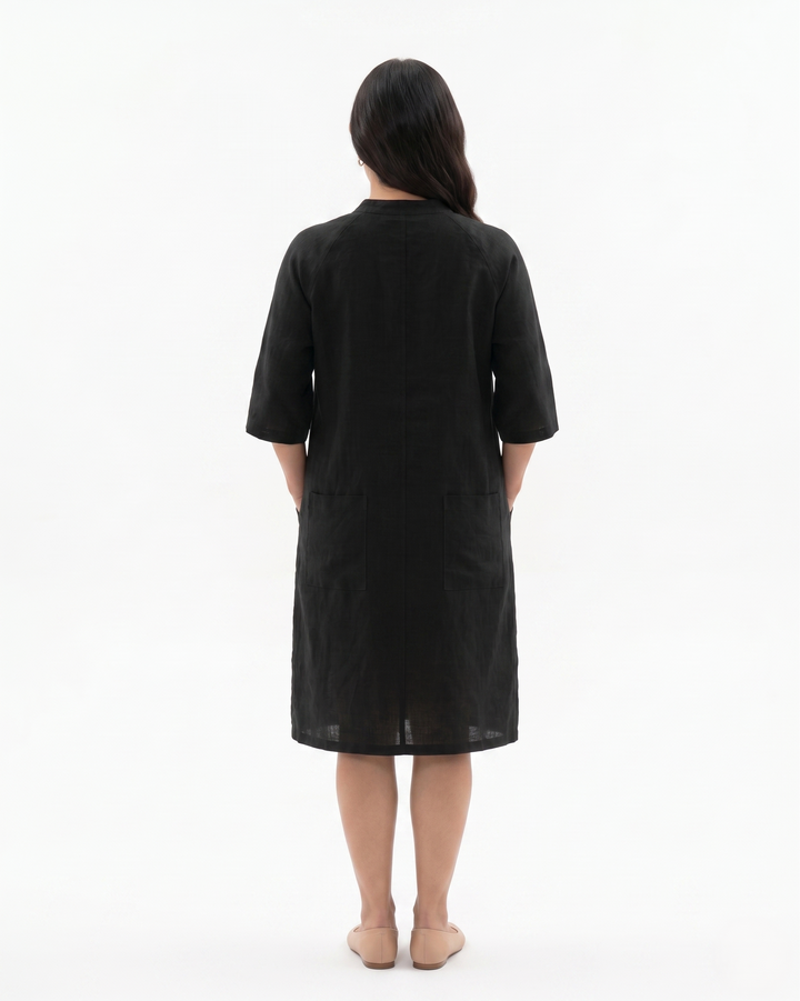 Sorvienne | Women’s Linen Button Front Shirt Dress