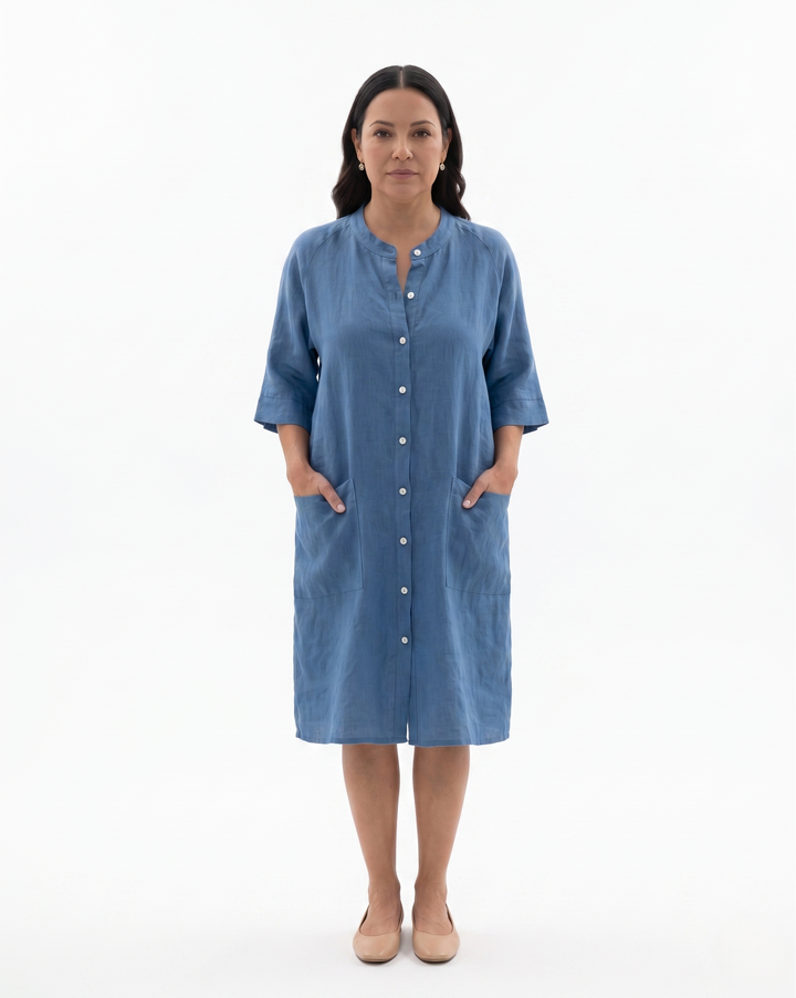 Sorvienne | Women’s Linen Button Front Shirt Dress