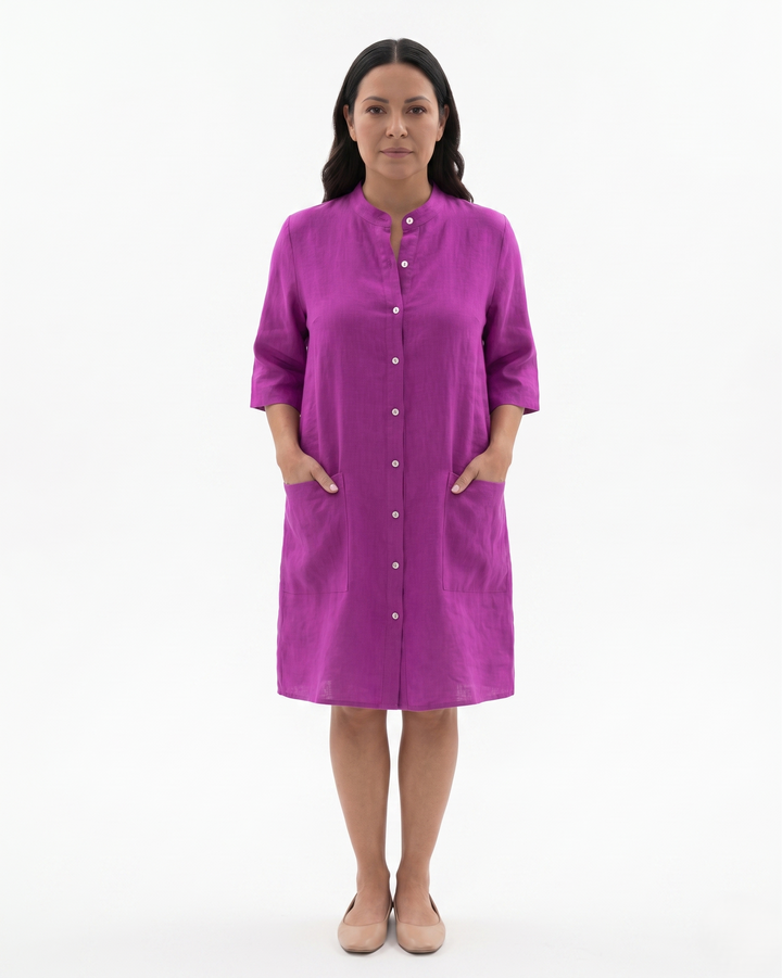 Sorvienne | Women’s Linen Button Front Shirt Dress