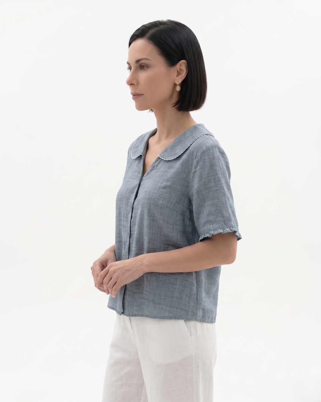 Sorvienne | Women’s Linen Peter Pan Collar Blouse