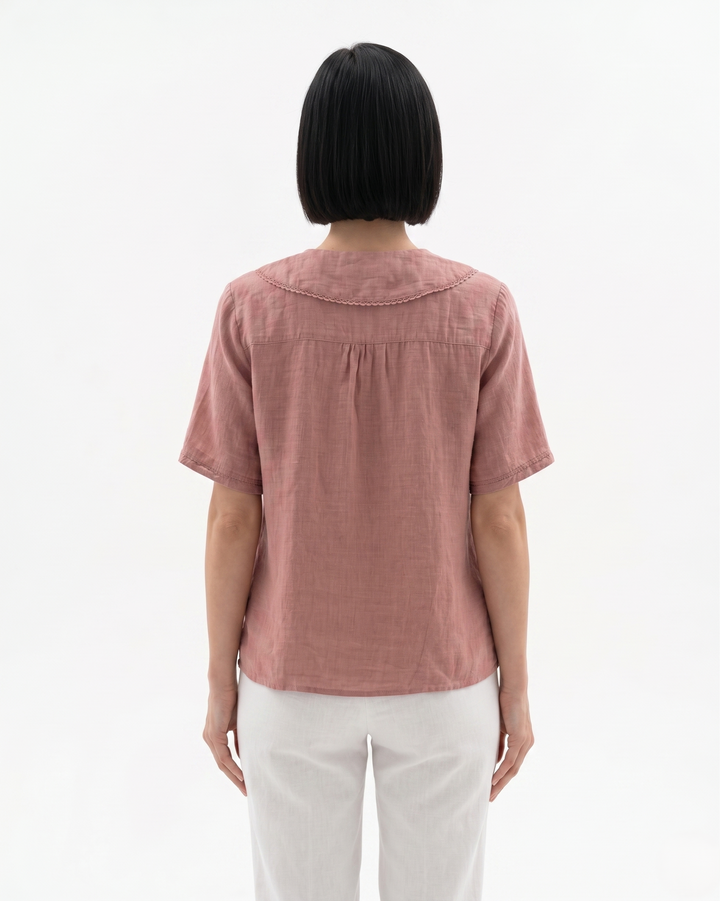 Sorvienne | Women’s Linen Peter Pan Collar Blouse