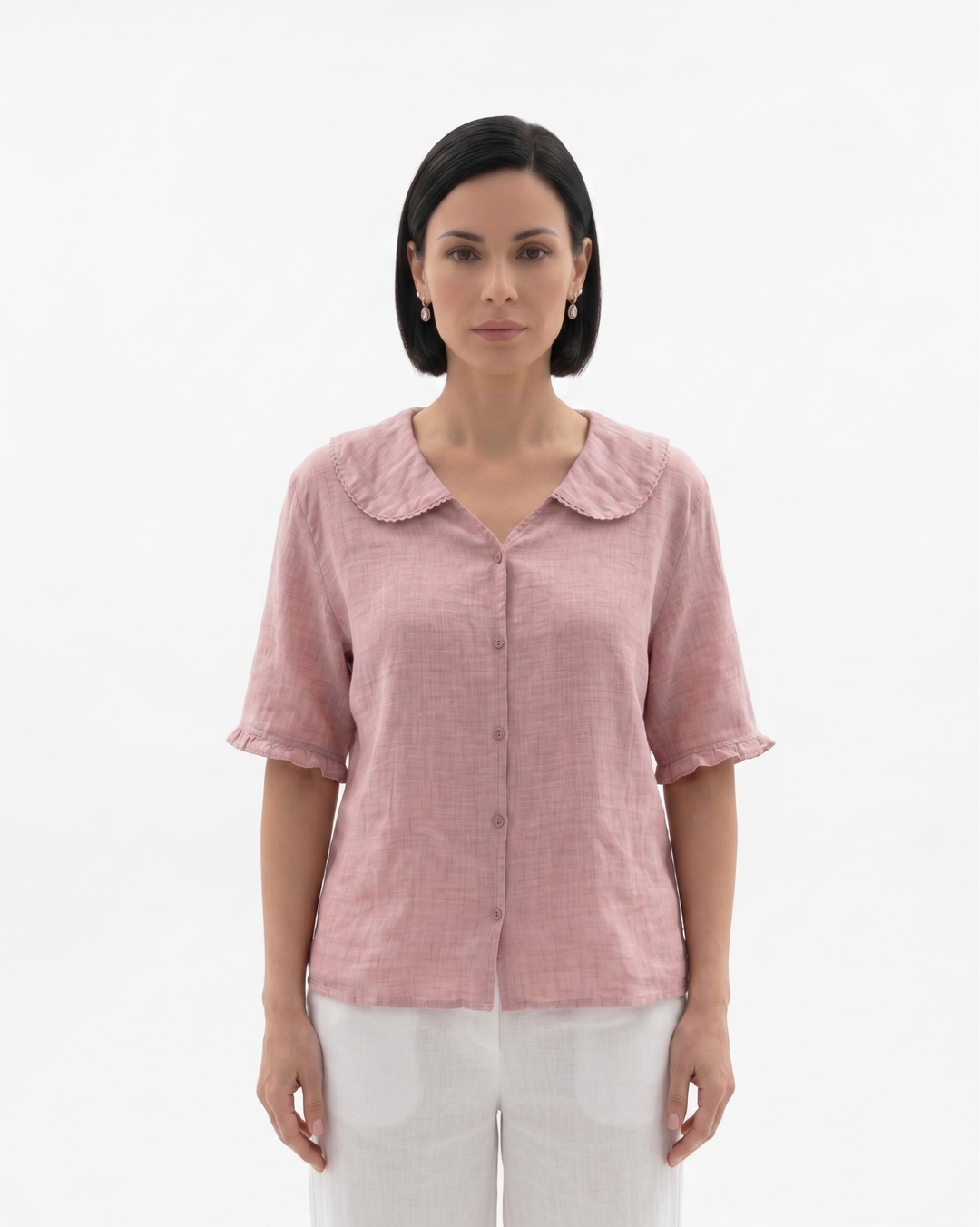 Sorvienne | Women’s Linen Peter Pan Collar Blouse