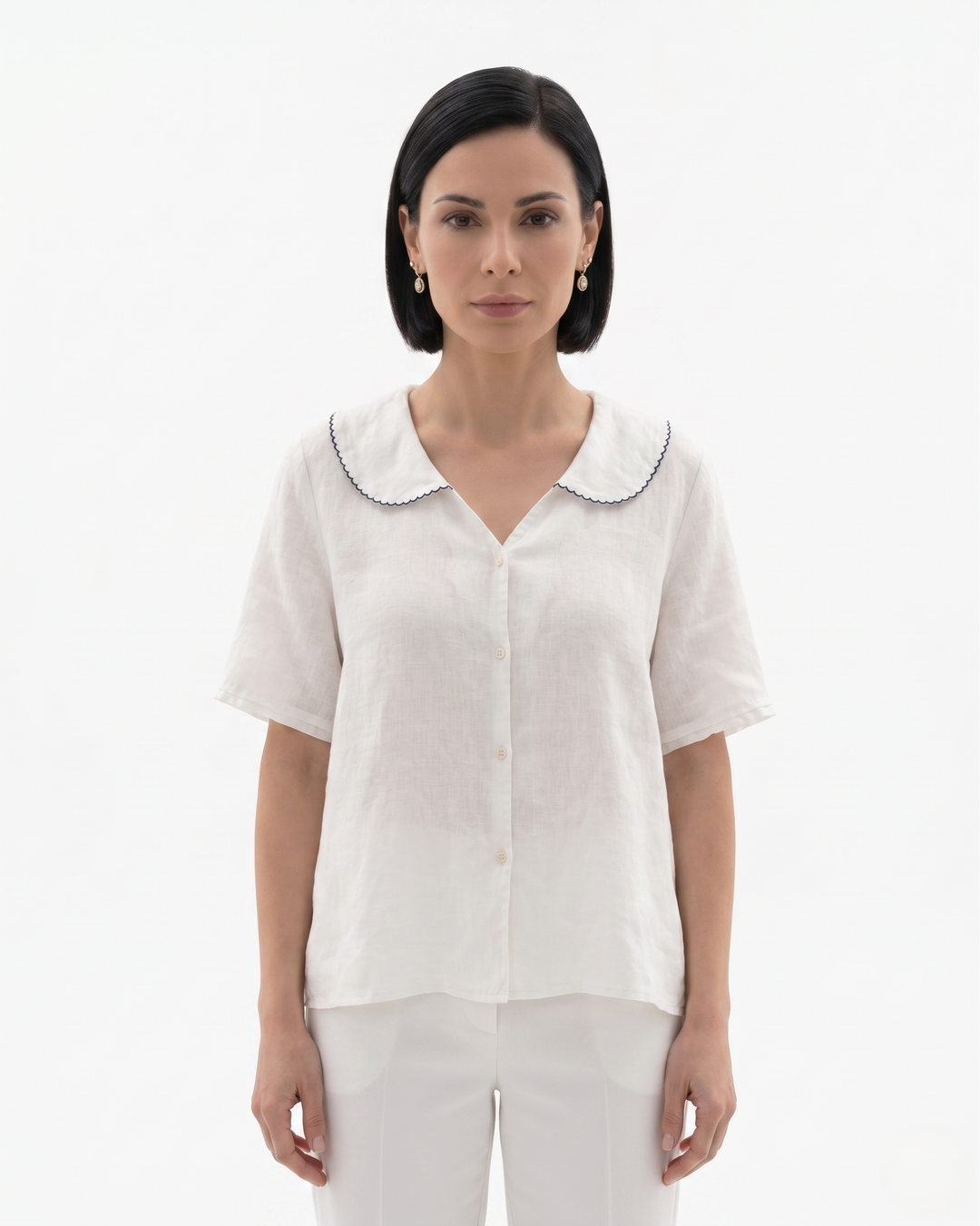 Sorvienne | Women’s Linen Peter Pan Collar Blouse