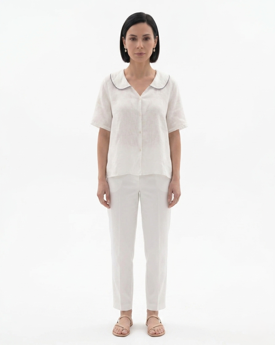 Sorvienne | Women’s Linen Peter Pan Collar Blouse