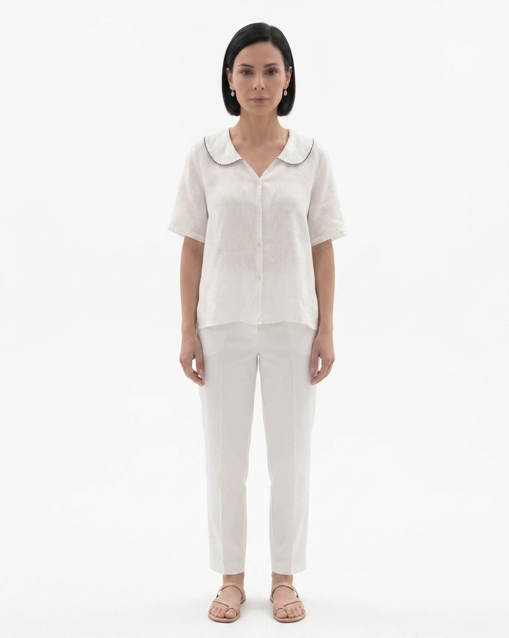 Sorvienne | Women’s Linen Peter Pan Collar Blouse