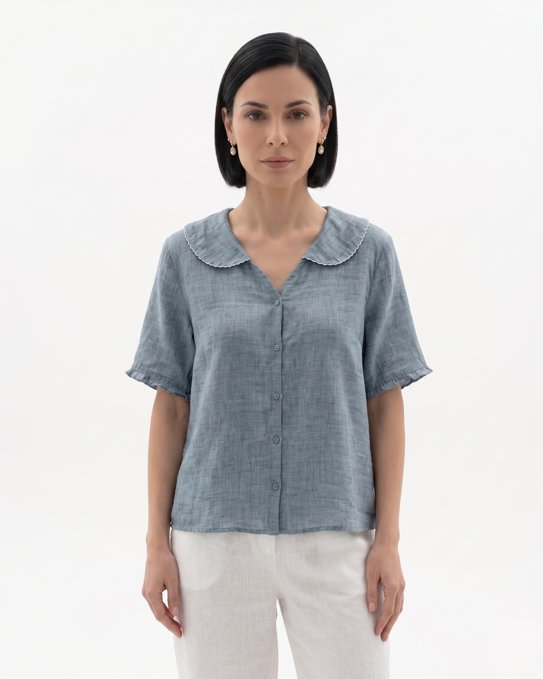 Sorvienne | Women’s Linen Peter Pan Collar Blouse