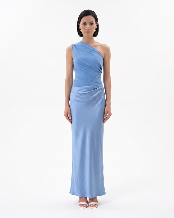 Sorvienne | Women’s One Shoulder Satin Evening Dress