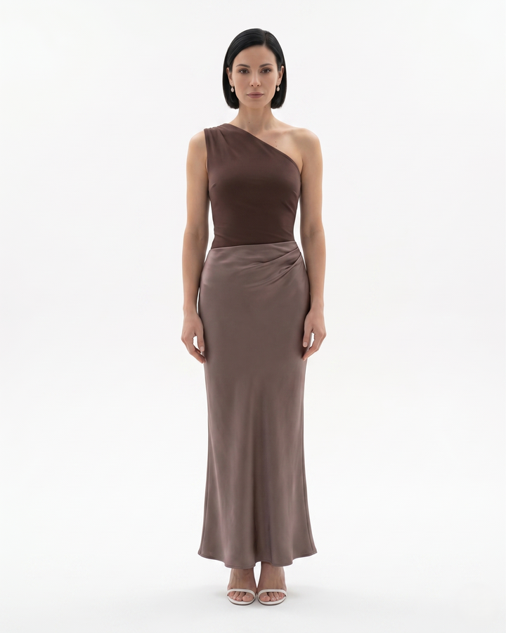 Sorvienne | Women’s One Shoulder Satin Evening Dress