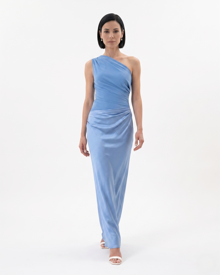 Sorvienne | Women’s One Shoulder Satin Evening Dress