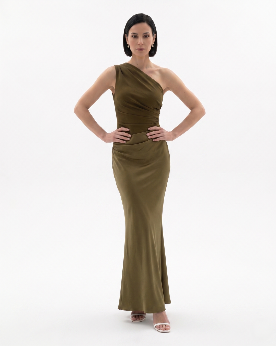 Sorvienne | Women’s One Shoulder Satin Evening Dress